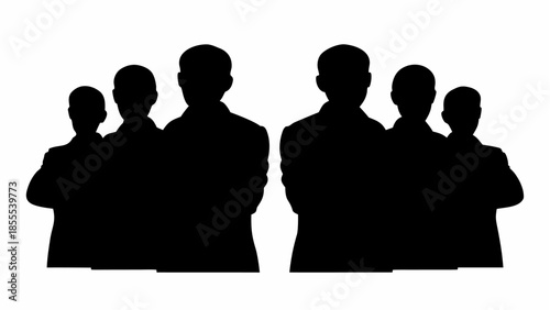 Silhouettes of business professionals standing together