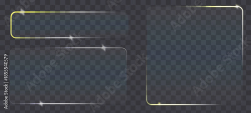 Light frame liquid glass, glass panel set for mobile and web app, tech board frame in futuristic style. HUD element interface, vector illustration.close up of a black paper clip on white background