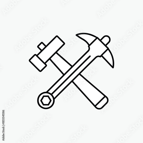 hammer and wrench two crossed tools template
