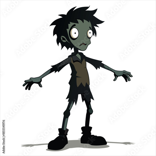 Lurching zombie character illustration vector cartoon isolated on white background