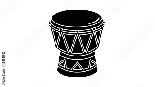 Dram on white background in black dark colour 