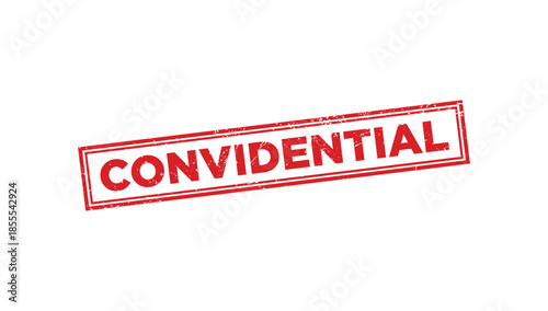 Red rubber stamp with misspelled word CONVIDENTIAL instead of Confidential