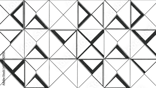 Abstract black and white geometric triangle pattern background with modern minimal lines, seamless decorative design for wallpaper, fabric print and art