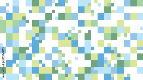 Colorful abstract square grid pattern in blue, green, and yellow shades for pixel art, data visualization, and design backgrounds