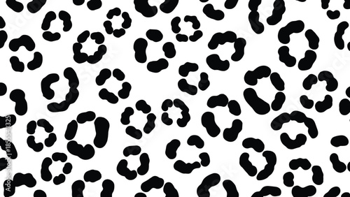 Seamless black and white leopard animal print pattern background with bold abstract spots for fashion textile design, wallpaper and modern decor