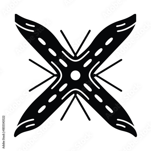 Abstract Road Intersection Vector Icon - Crossroads Network Symbol