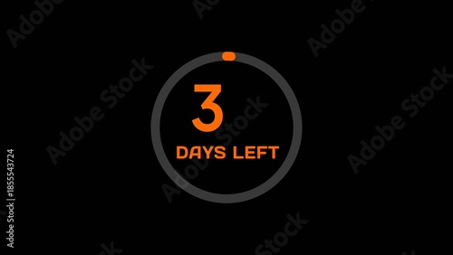 Countdown timer number illustration.  3 Days left countdown timer.