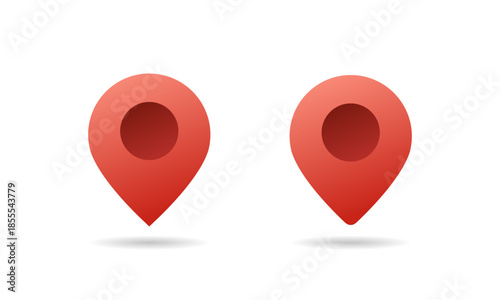 Red map marker icon. Location pin, destination, and navigation symbol