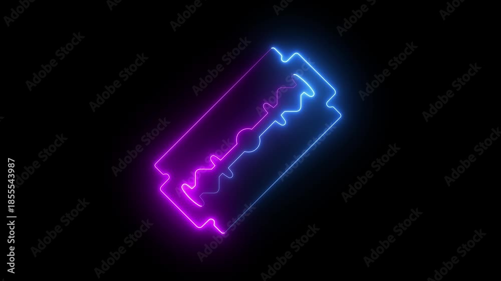 neon razor blade icon isolated on black background. razor blade icon ...