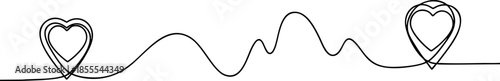 Continuous Line Art of Heart Map Pins for Travel and Romance Concept