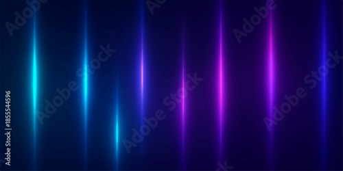Abstract blue light background with glowing motion effects and bright energy rays creating a colorful aurora pattern against a dark night sky space backdrop