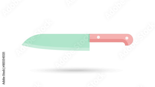 Pastel colored santoku knife illustration on a white background.