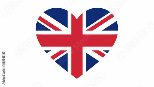 A heart-shaped design featuring the Union Jack flag, symbolizing love for the UK.