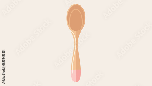 Wooden spoon vector illustration on light background, kitchen utensil.