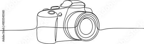 Minimalist DSLR Camera Continuous Line Art Illustration for Photography