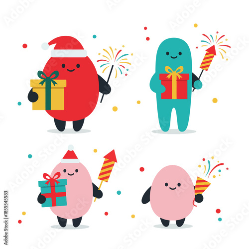 Diverse party icons a festive set of signs for celebrating the new year in 2026, conveying cheer and excitement, ideal for a gathering, giving gifts, and creating sparkle for any occasion