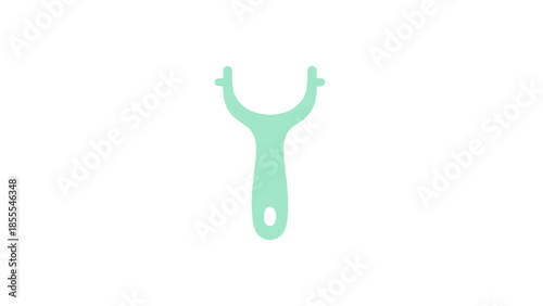 Mint green dental floss pick isolated on a white background.