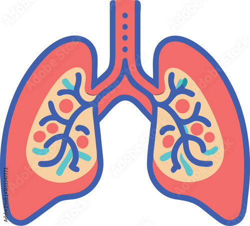 An icon representing the human lungs. Blue outline
