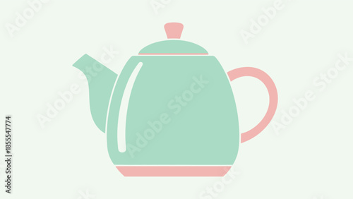 Pastel colored teapot illustration with a simple and clean design.