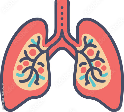 An icon representing the human lungs. Black outline