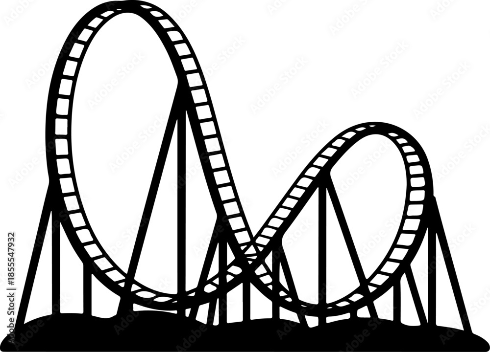 Obraz premium Classic Roller Coaster silhouette vector illustration