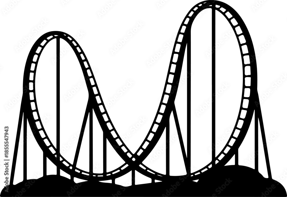 Obraz premium Classic Roller Coaster silhouette vector illustration