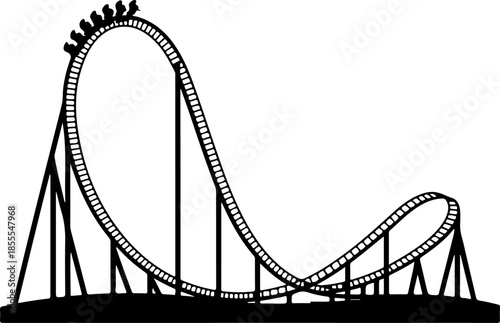 Classic Roller Coaster silhouette vector illustration