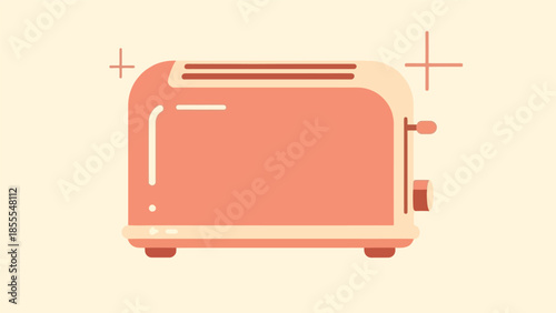 A simple vector illustration of a retro toaster in peach color.