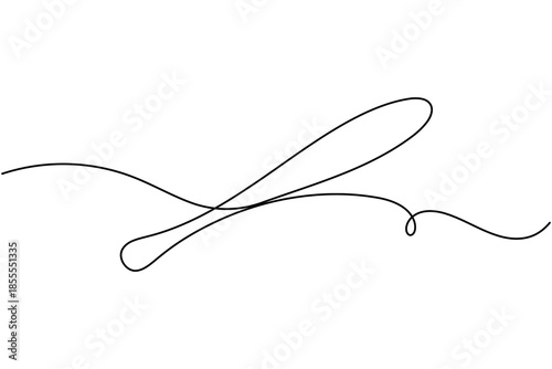 Baseball bat sport icon continuous one line drawing on white background minimalist training stick symbol outline vector illustration
