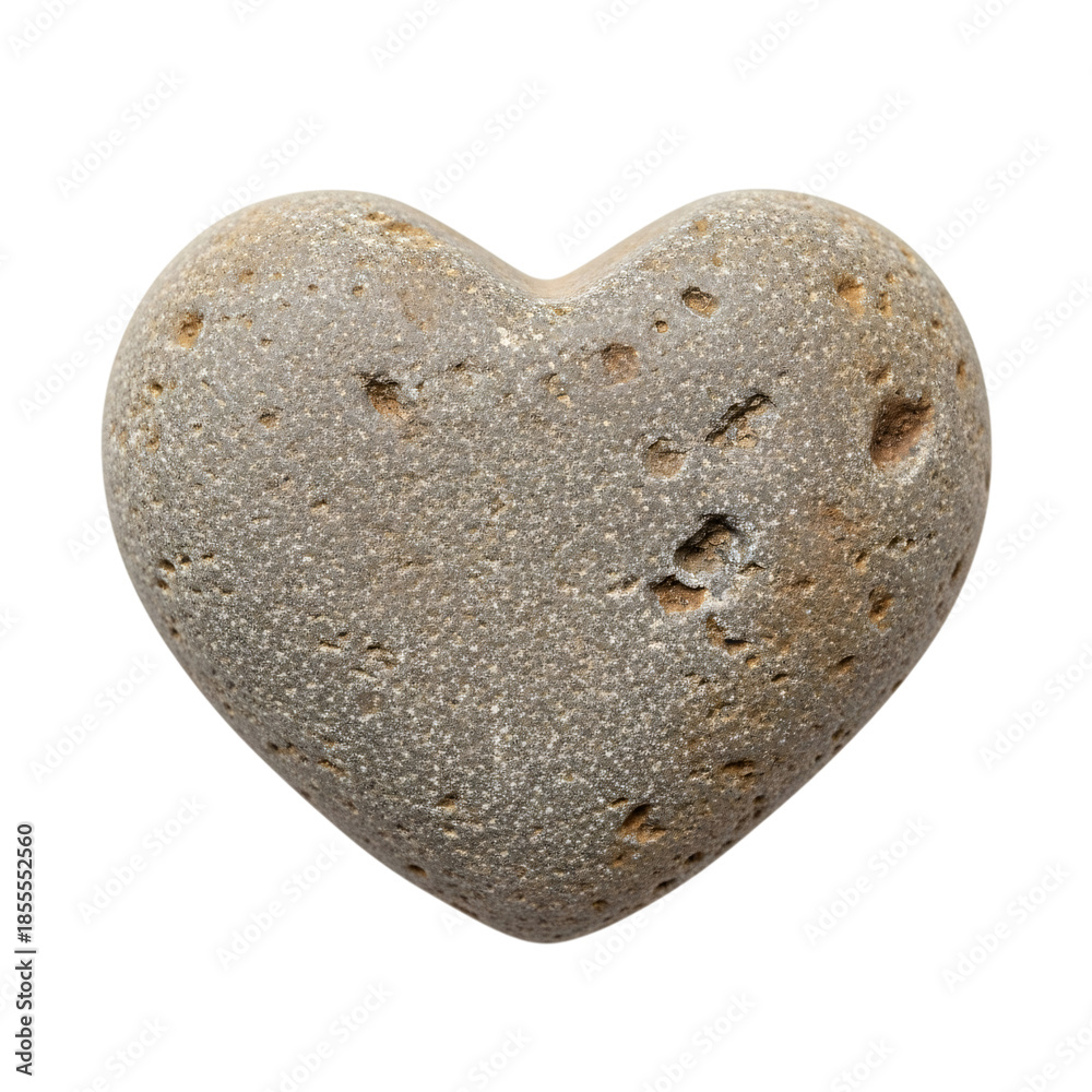 Fototapeta premium Heart shaped stone object with rough texture and natural weathered surface