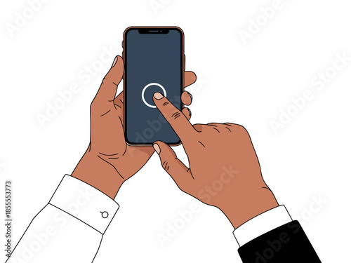 Person using smartphone with finger on screen
