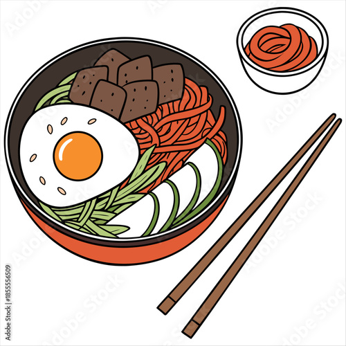 Bibimbap bowl chopsticks food egg