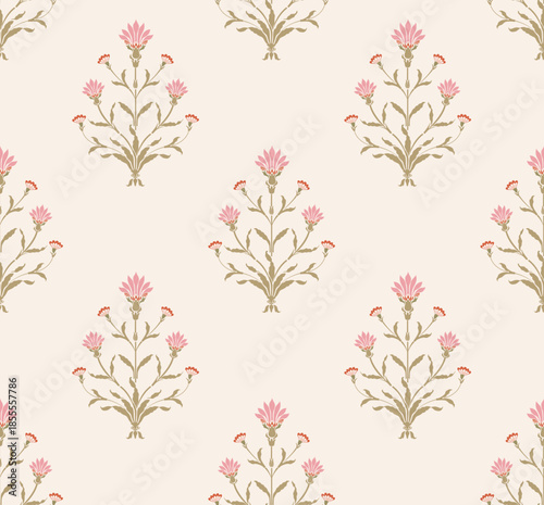 Traditional Mughal motif design illustrations seamless patterns with floral for fabric, textiles, clothing, wrapping paper.