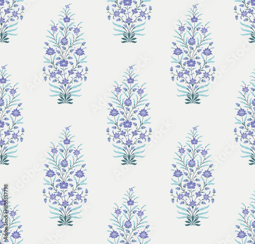 Traditional Mughal motif design illustrations seamless patterns with floral for fabric, textiles, clothing, wrapping paper.