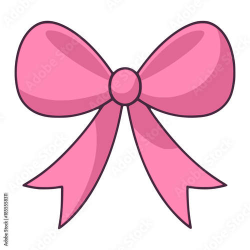 pink ribbon bow gift flat color vector illustration template design