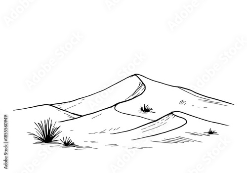 Desert dune hand drawn simple sketch vector illustration