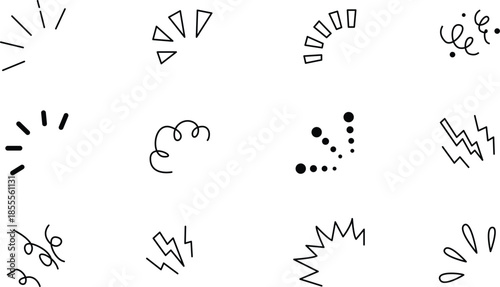 Hand Drawn Doodle Marks Set Minimal Sketch Lines, Arrows, Bursts and Decorative Elements.