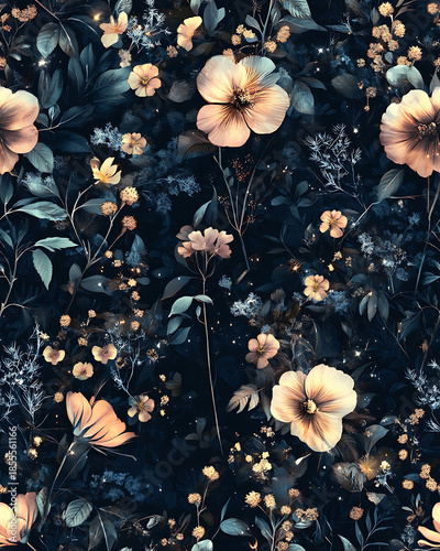 Floral or leaf pattern background suitable for wallpaper, fabric, or decorative design. Soft colors and natural style, ideal for digital and print use.