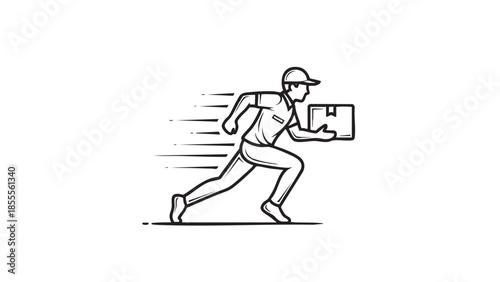 Courier running with package delivery service