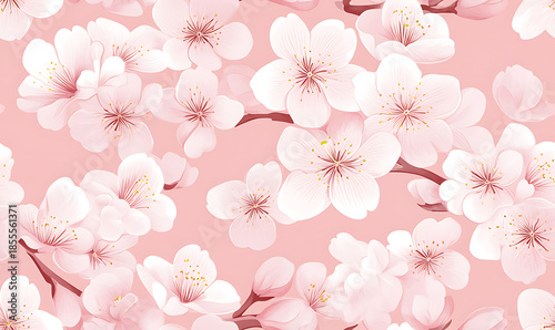 Floral or leaf pattern background suitable for wallpaper, fabric, or decorative design. Soft colors and natural style, ideal for digital and print use.