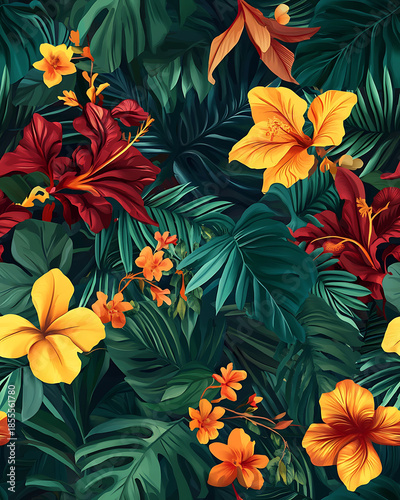 Floral or leaf pattern background suitable for wallpaper, fabric, or decorative design. Soft colors and natural style, ideal for digital and print use.