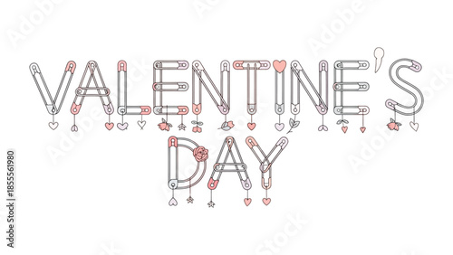 Valentine's Day Message: A delicately crafted message VALENTINE'S DAY, where the letters of the message are adorned with intricate drawings and charming elements. A message to the one you love.