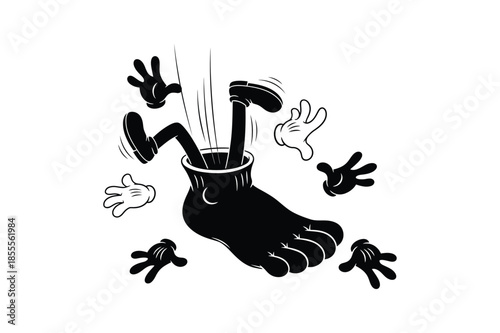 Retro Cartoon Mascot Legs and Hands Vector Set Vintage Rubber Hose Style Character Body Parts for Creative Design