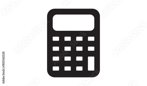 Solid black icon of a calculator with a blank display, representing computation, math, finance, and basic calculations