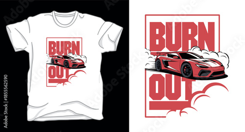 Burn out racing car graphic art vector t-shirt design print template