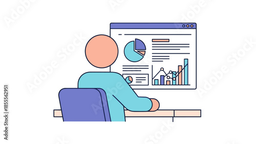 Data Analysis  Business Intelligence Dashboard. Person Working on Financial Report Analytics logotyp.