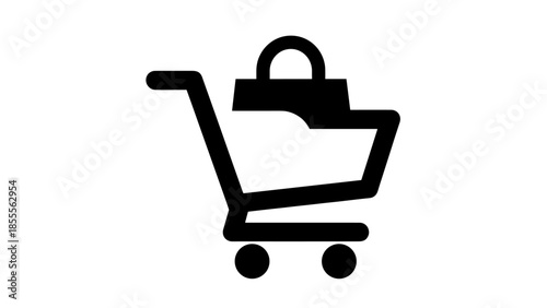 Shopping Cart Icon with Bag - E-commerce Online Shopping  Retail Symbol logotype icon ilustrative.
