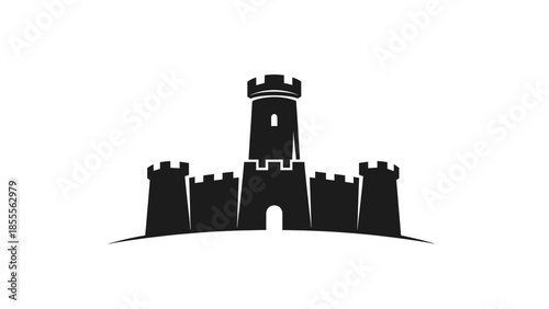 Castle Fortress Icon - Medieval Tower Silhouette Logo for Security  Heritage Design logotype icon il.