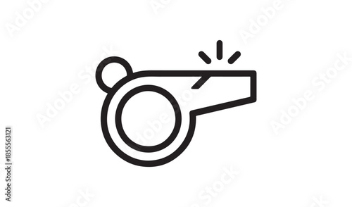 Referee Coach Whistle with Action Sound Waves Line Art Illustration for Sports and Physical Education