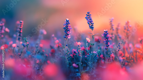 A beautiful floral scene featuring colorful and delicate flowers in a natural setting